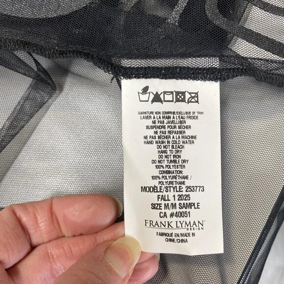 NEW FRANK LYMAN Sheer Floral Mesh Jacket with Faux Leather Trim – Black – M - Picture 14 of 14